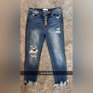 VERVET BY FLYING MONKEY Distressed Skinny Jeans in Blue